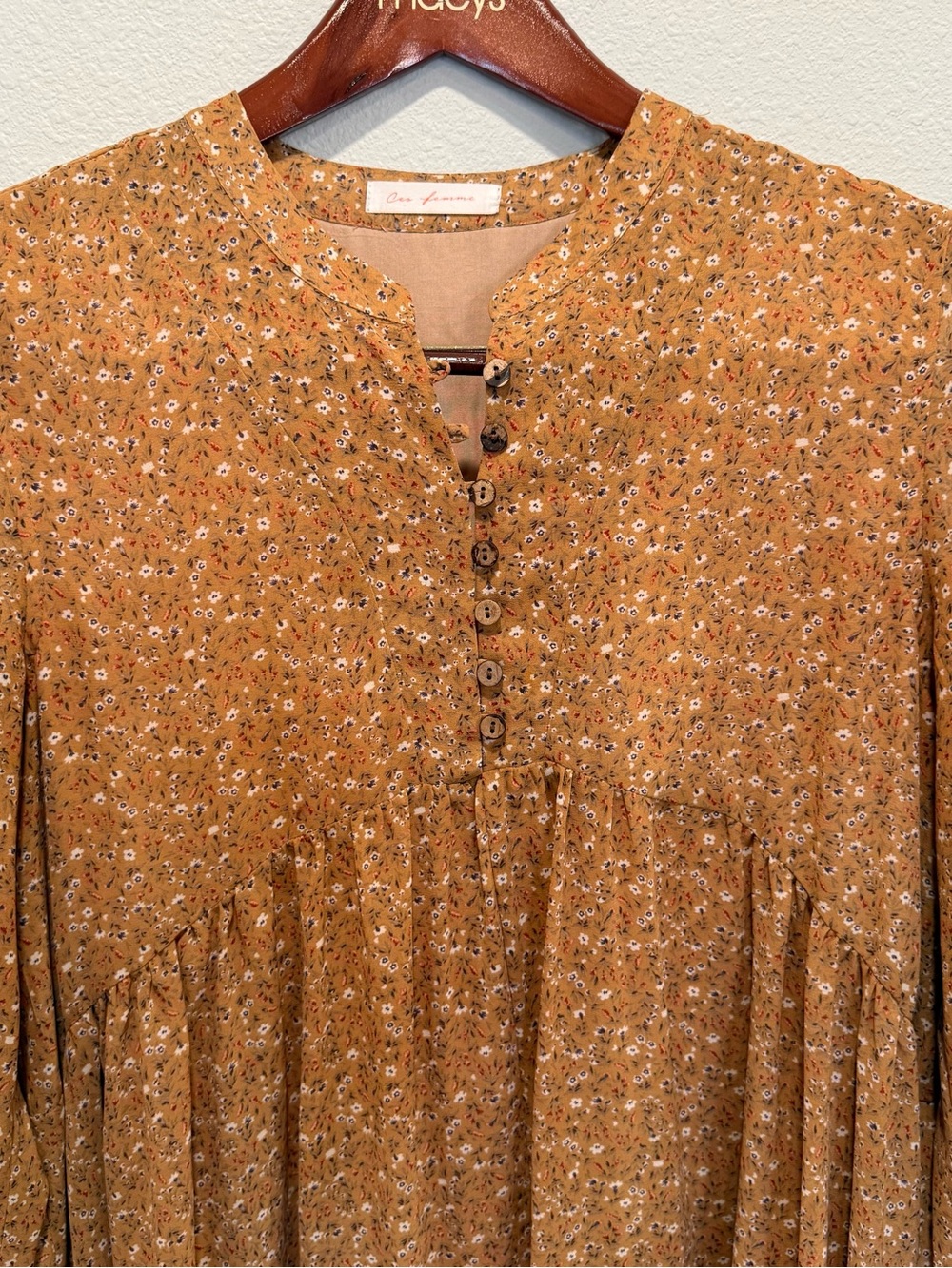 Boho Floral Mini Dress Orange Red Floral Peasant Dress Size M - Picture 3 of 10